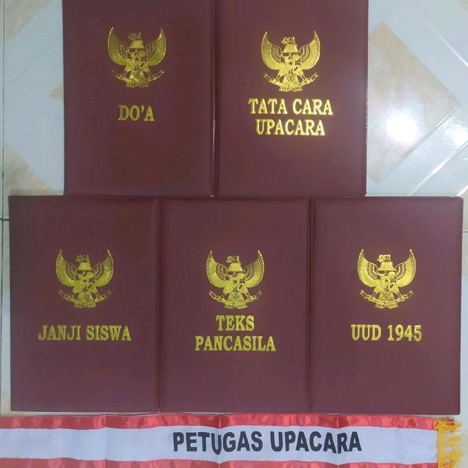 PROMOOO 1 SET/5 MAP UPACARA BENDERA BAHAN KULIT SINTETIS SUDAH ADA TEKS /PLASTIK
