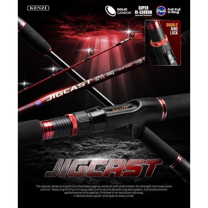 BEBAS ONGKIR - ROD KENZI JIGCAST 562 Baitcasting Jigging Power Up To 35Kg Full Fuji Guides Double Ri