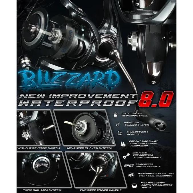 DAIDO BLIZZARD NEW IMPROVEMENT WATERPROOF 8.0 SPINNING REEL GULUNGAN PANCING DAIDO BLIZZARD UKURAN 1