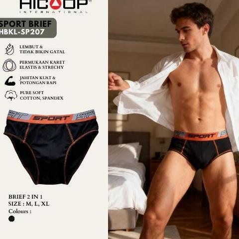 Cuecas - Celana Dalam Pria Hicoop 2 Pcs Brief Sport Comfortable Spandex Hbkl-Sp207