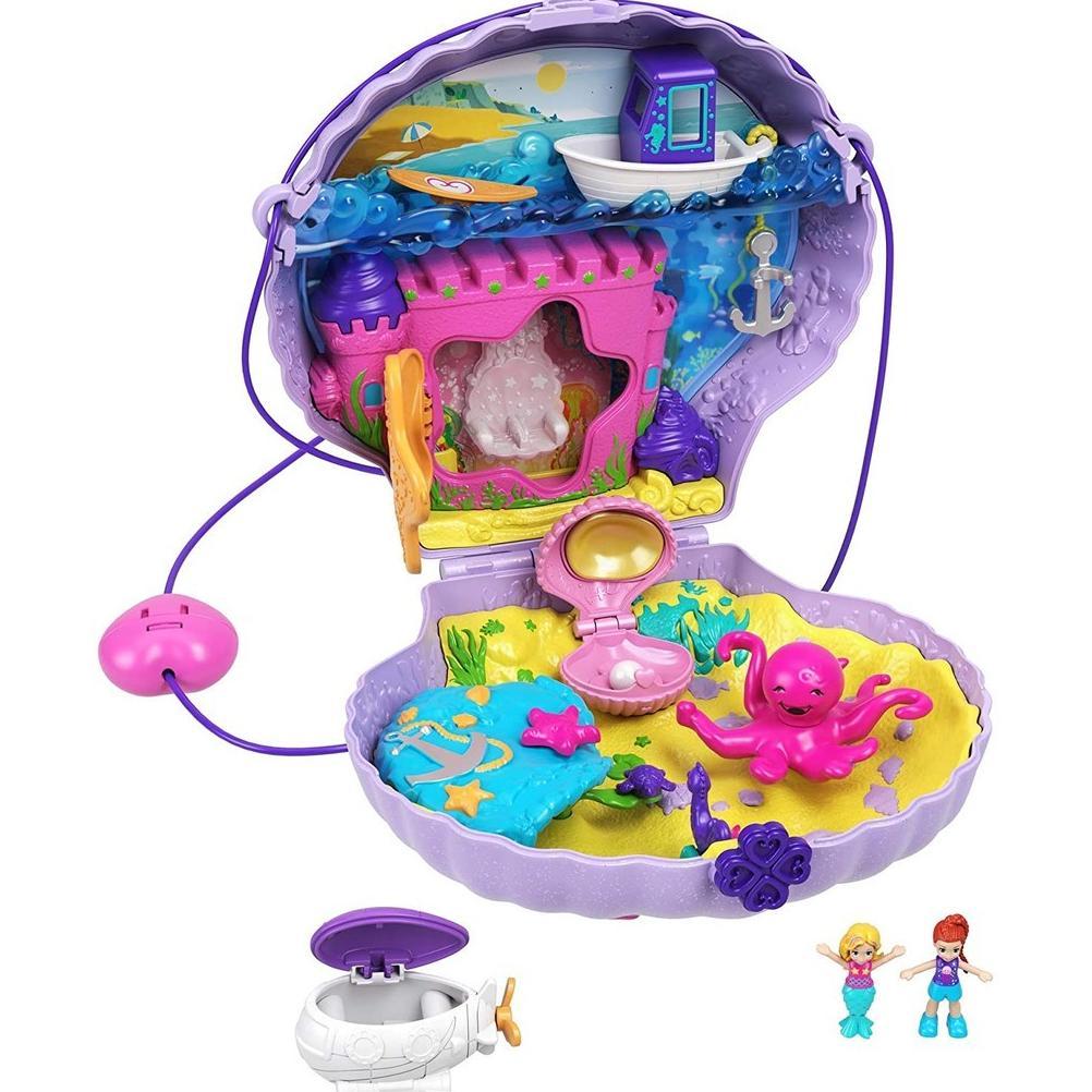 (Ready Stock) Polly Pocket Tiny Power Seashell Purse Compact With Wearable Strap