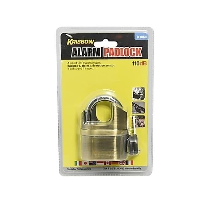BEBAS ONGKIR - Krisbow Gembok Alarm 110 db Alarm Padlock Zinc brass