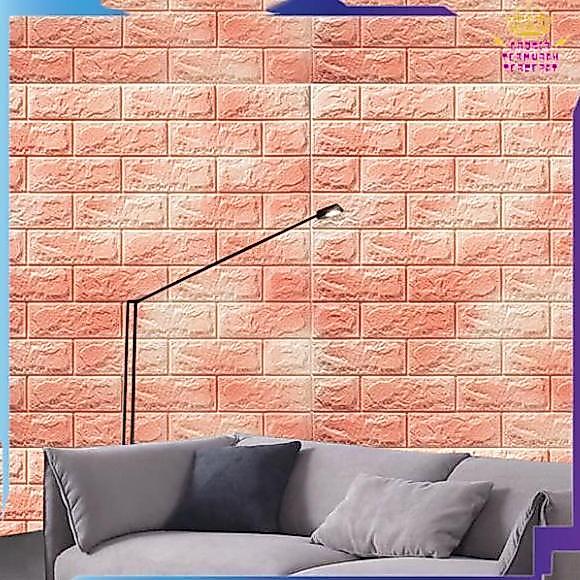 JAVXIACI GTT Wallpaper Dinding Foam 3D Motif Batu Bata Corak Ukuran 76 x 70 CM