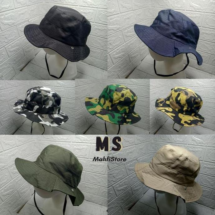 ZEVONOX Topi rimba polos/loreng Topi Bucket cewek cowok TOPI RIMBA Dewasa Hat