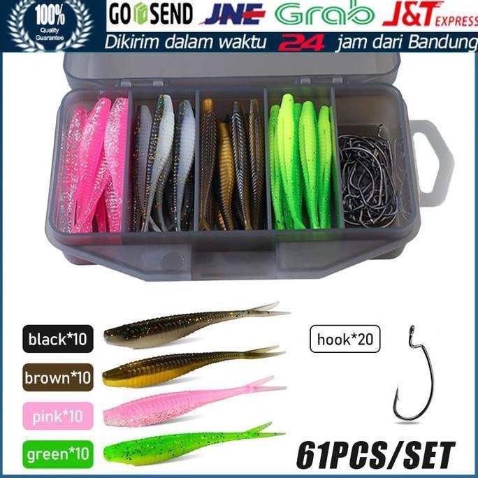 HAZTFRIOR 61Pcs Umpan Pancing Soft Lure SoftLure Fishing Soft lure mancing ikan