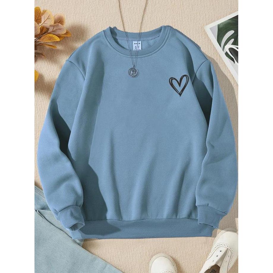 NEOCLOTH Sweater LOVE Wanita Crewneck Oblonng Basic Remaja Dewasa Cewe flecce Murah  Hitam Coksu Min