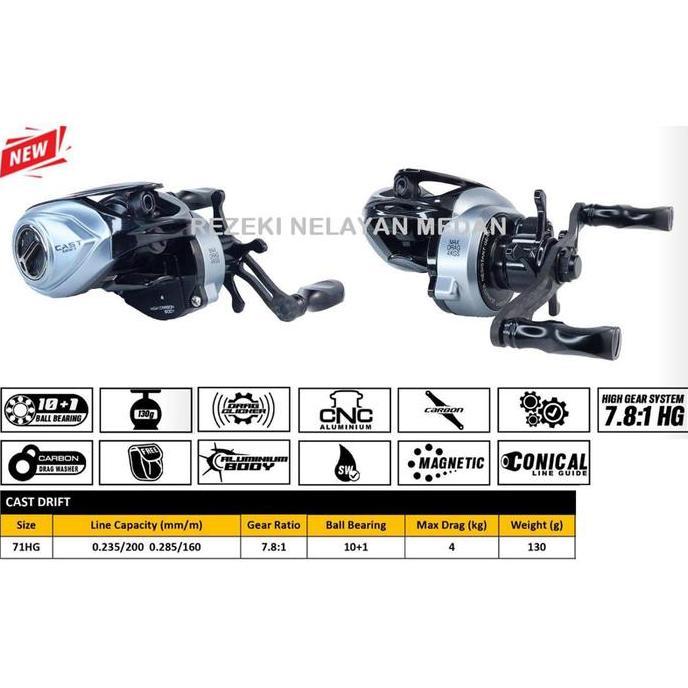 NEW Reel Baitcasting G-TECH Cast Drift 71HG / Reel BC G-TECH Super Ringan