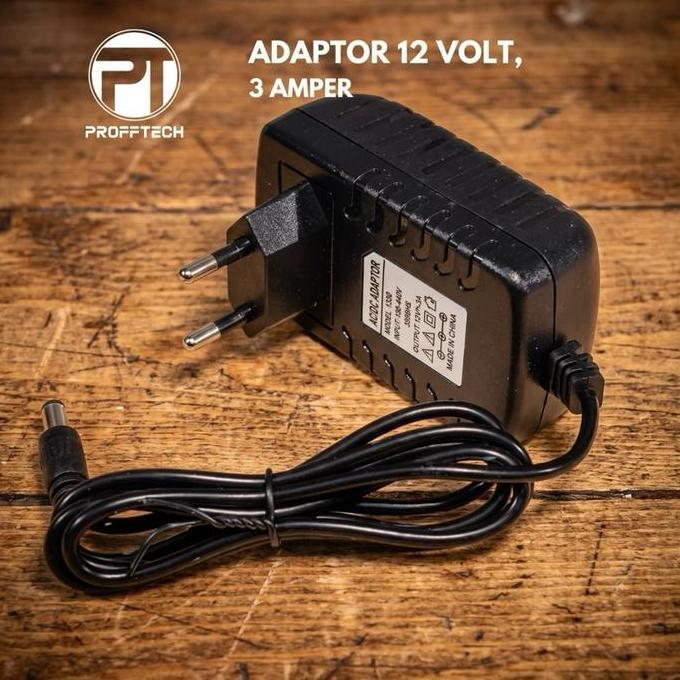Tba_shan - ProffTech Adaptor 12V 3A Original - Power Supply Berkualitas untuk Router Modem DVR Kamer