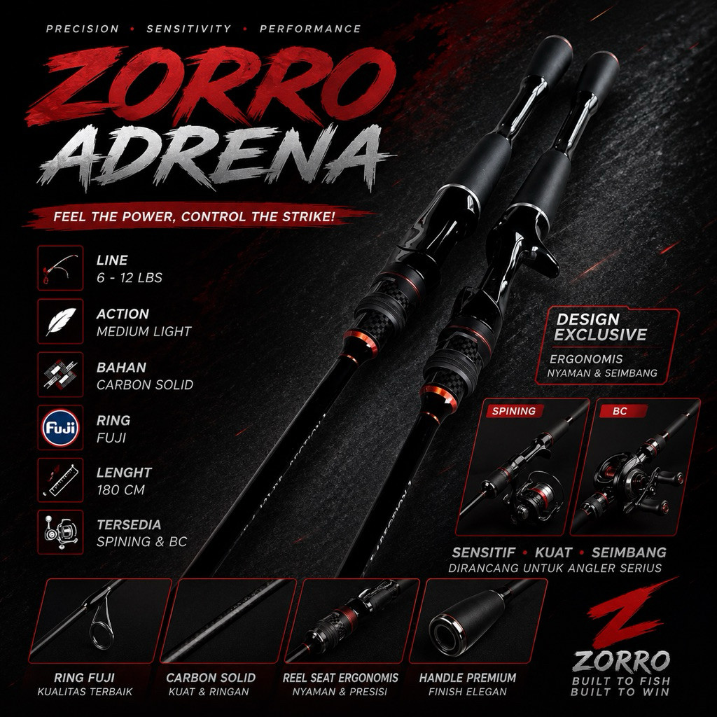 joran zorro adrena solid carbon medium fuji
