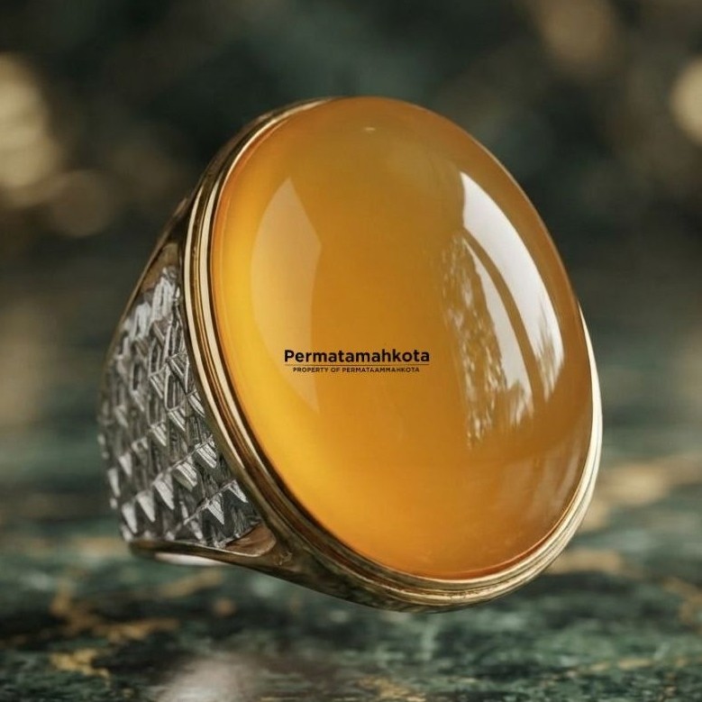 Cincin Batu Akik Cempaka kuning Dimensi Jumbo
