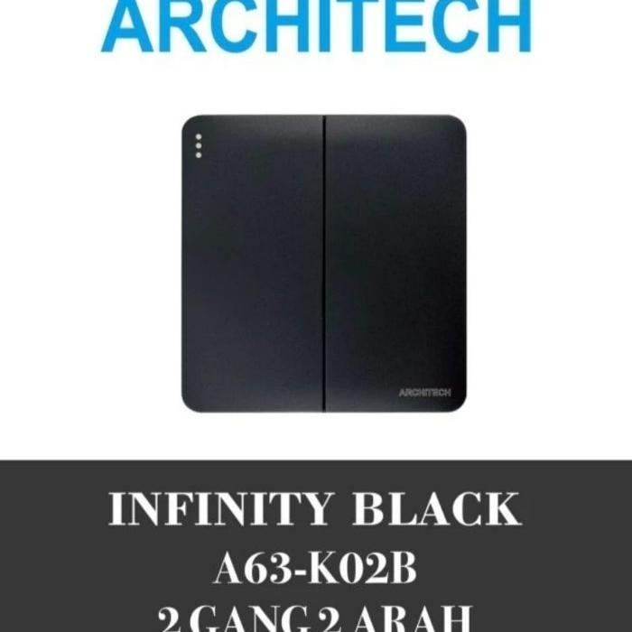 Saklar Seri Double Hotel/Tukar 2 Gang 2 Arah Architech Black Hitam  Grey  Brown Infinity A63-K02B