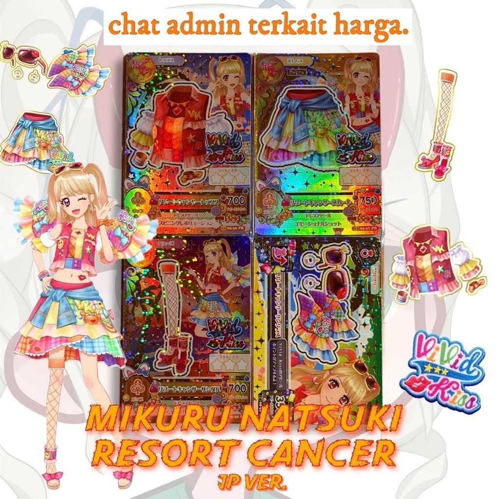 (Premium Rare) READ DESC Kartu Aikatsu Official Japan Mikuru Natsuki Vivid Kiss Resort Cancer Coord.