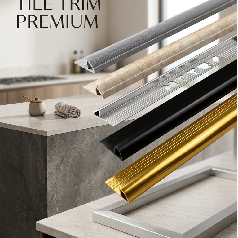 Premium Tile Trim Aluminium Tertutup - Lis Sudut - Kuku Macan Keramik & Granit Anti Tajam