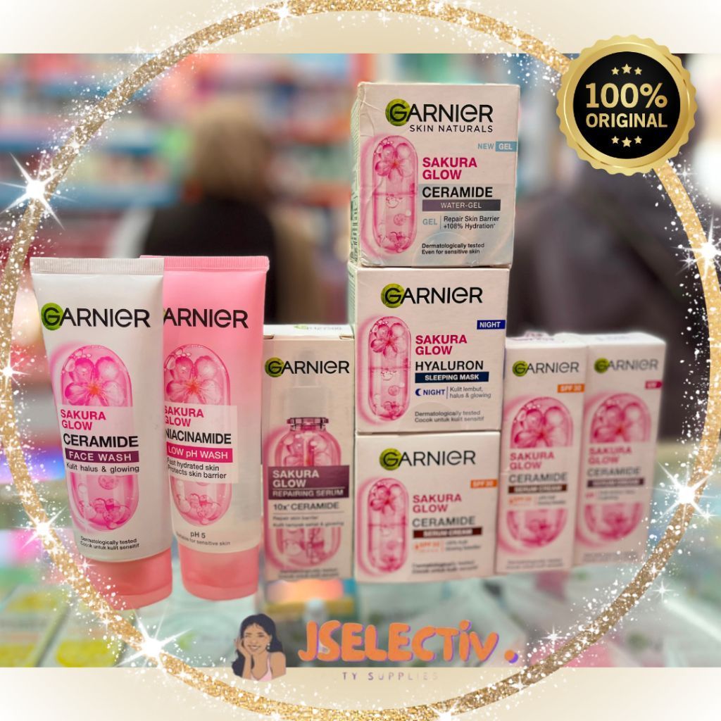 GARNIER SAKURA GLOW CERAMIDE SKINCARE SERIES - LENGKAP // JSELECTIV X JHON KOSMETIK // Face Wash / E
