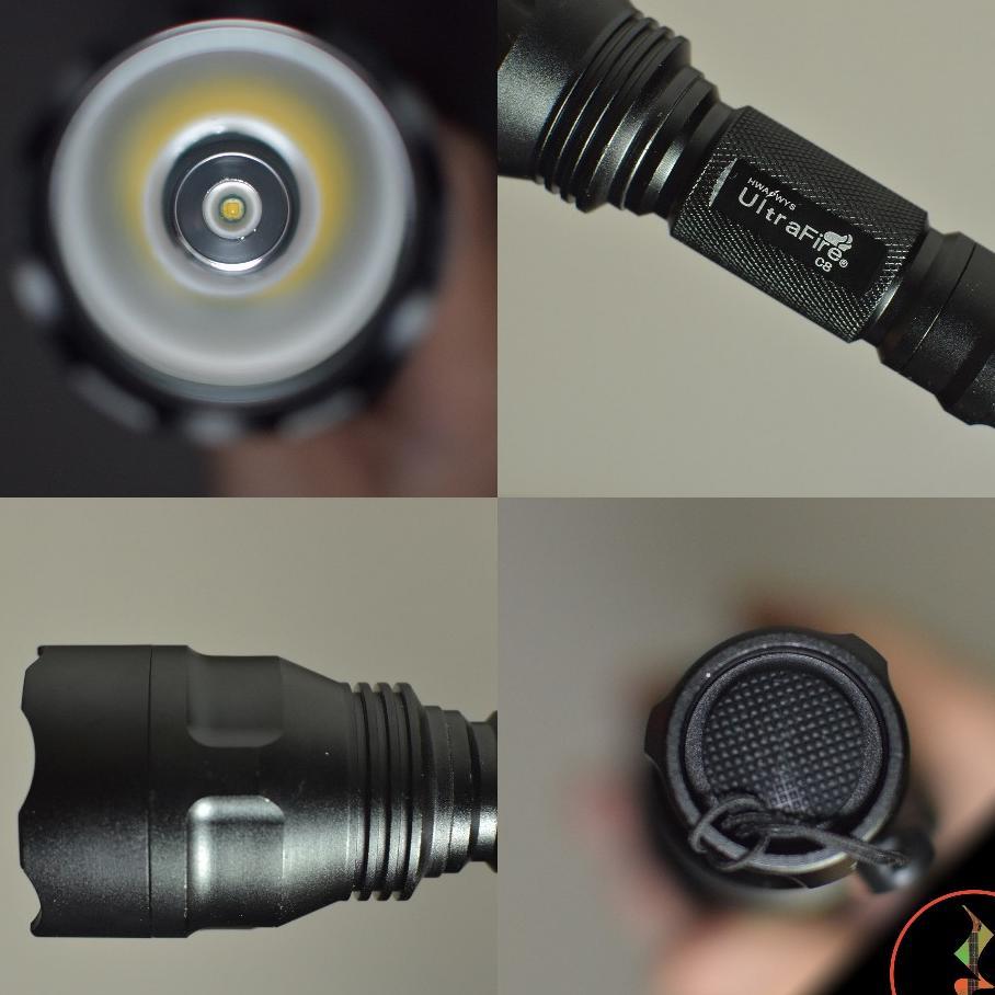 Senter Compact Led Police Q5 Swat C8 Sinar Kuning 18650