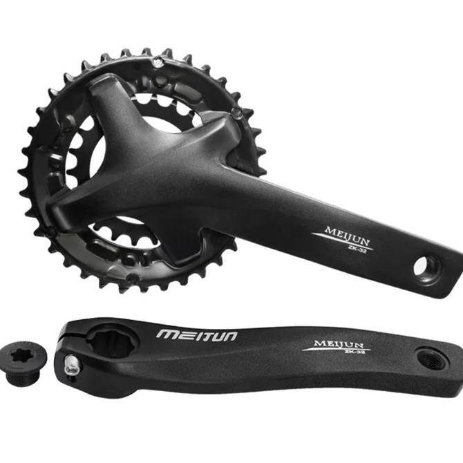 Meijun Crankset Doubel Chainring Crank Arm HT2 Sepeda MTB Road