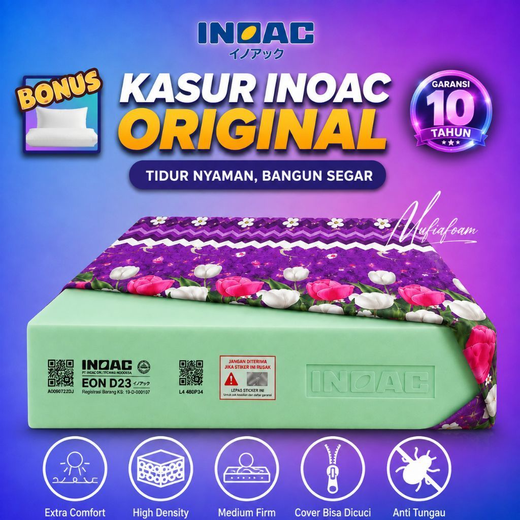 Kasur INOAC 30CM ASLI EON D23 - Anti Kempes Bonus Bantal & Guling