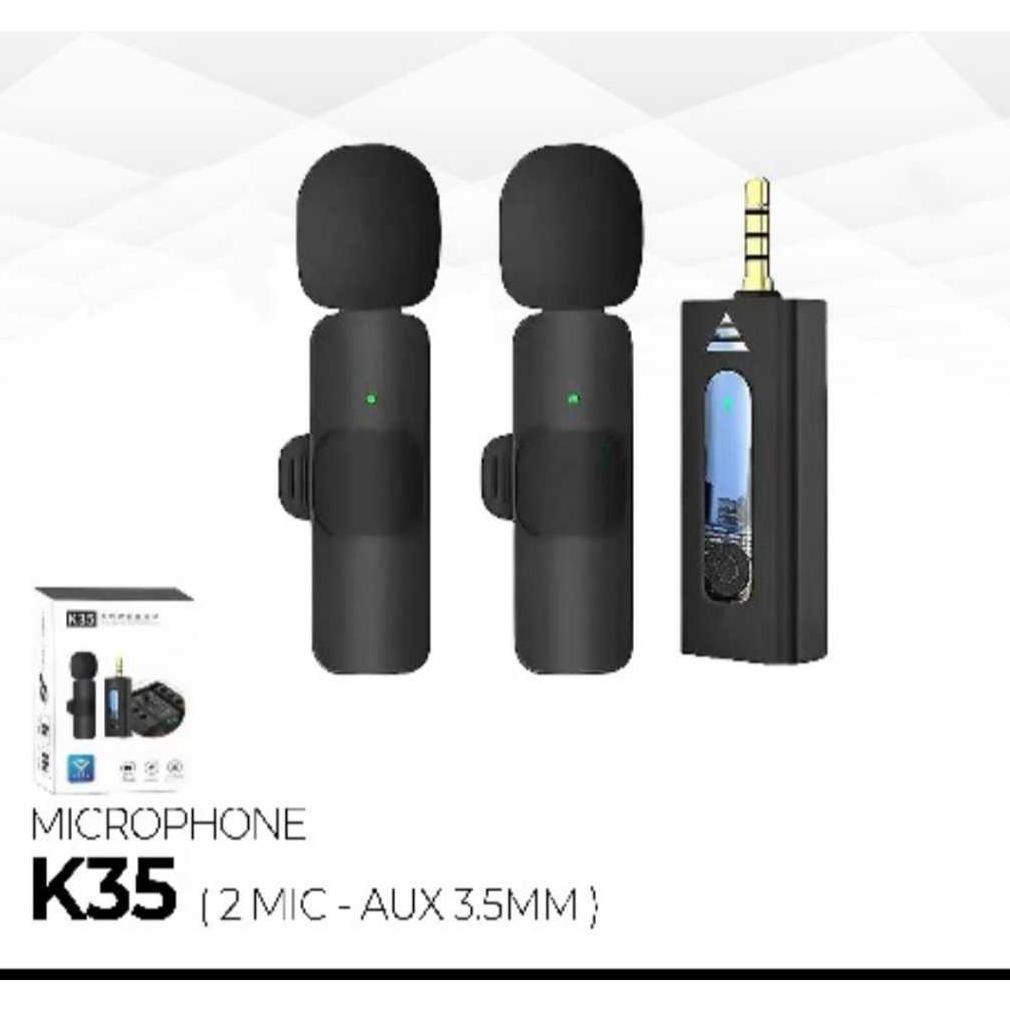 Trending Clip On Microphone K35 Mic Clip Wireless Aux( Audio ) / Mic Youtuber Blueto Model 2 Mic