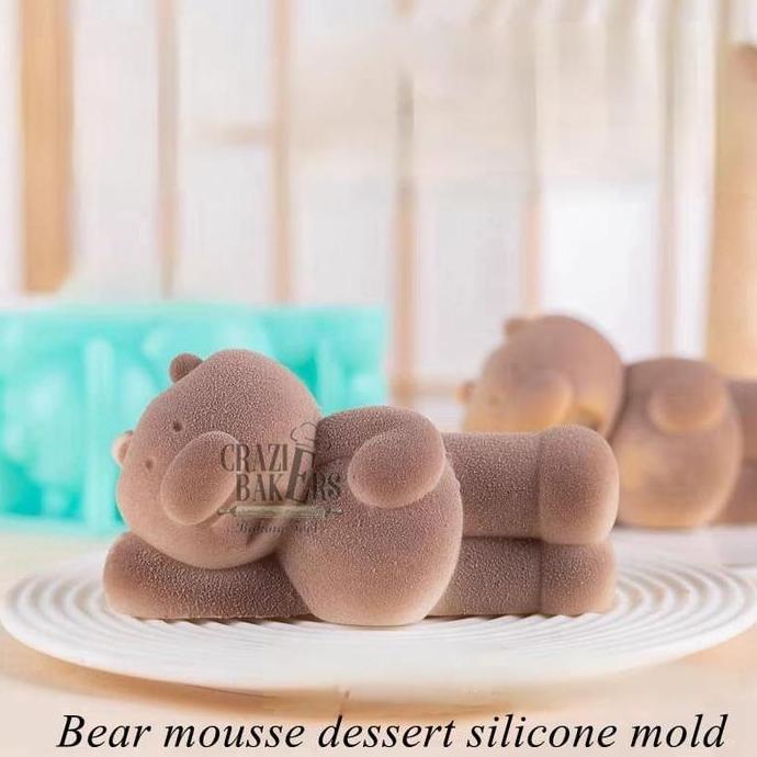 Cetakan SIlikon Pudding Mousse Lying Bear - Bear Donut  - Gymnastic Bear 3D Mold