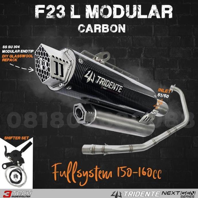 Knalpot 3 Suara 3tech Tridente F23 Modular NextGen MOTOR MATIC 150cc-160cc Orinal dan Bergaransi Res