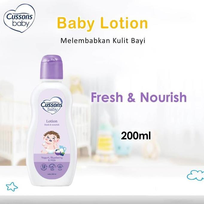 Cussons Baby Lotion Fresh & Nourish 100ml / 200ml Losion Bayi dengan 3x Nutrient Blend Yogurt, Blueb