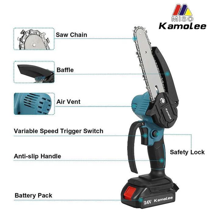 KAMOLEE CHAINSAW BATERAI BRUSHLESS KAMOLEE - GERGAJI KAYU LISTRIK BRUSHLESS TANPA KABEL - GERGAJI LI