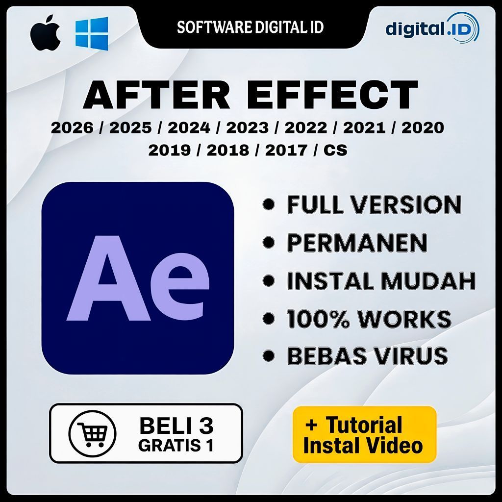 After Effects 2026 - 2017 Full Version Lifetime Permanen Windows & Mac Os | Tersedia Versi 2026 / 20