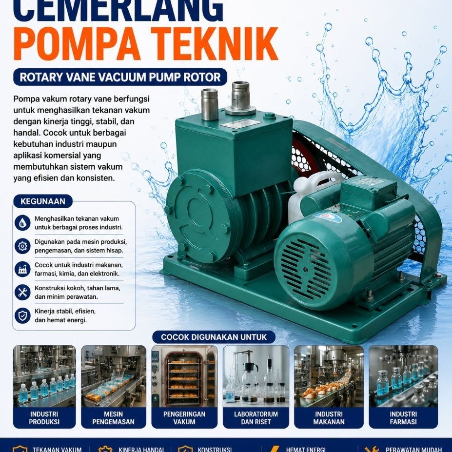 Rotary Vane Vacuum Pump Rotor 2X-30 3KW 380V Pompa Vakum Rotary Vane Baling-Baling Putar