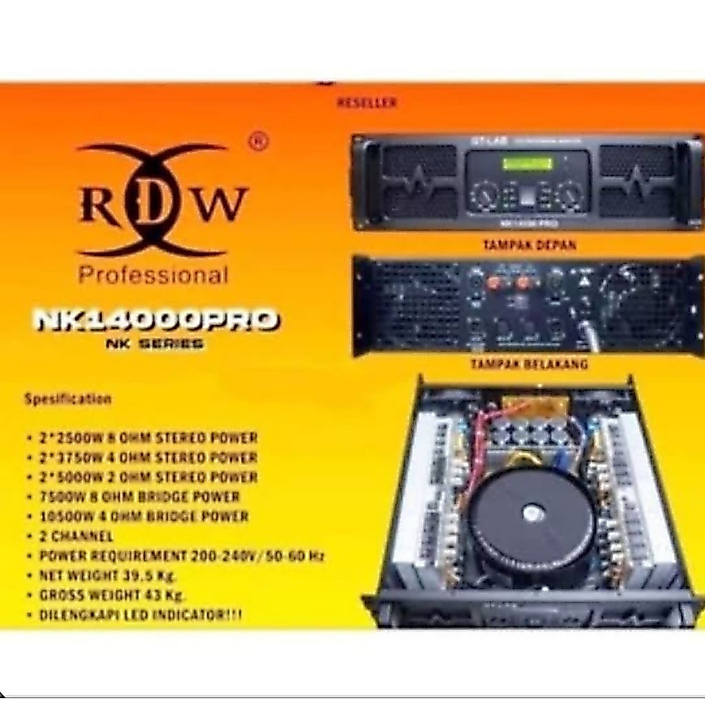 POWER AMPLIFIER RDW NK-14000 PRO 2 CHANNEL CLASS TD NK14000PRO