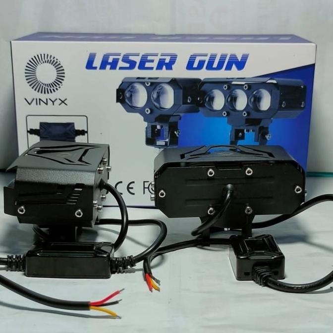LAMPU SOROT LASER GUN SQL 3 MATA PUTIH PUTIH VINYX MOTOR MOBIL