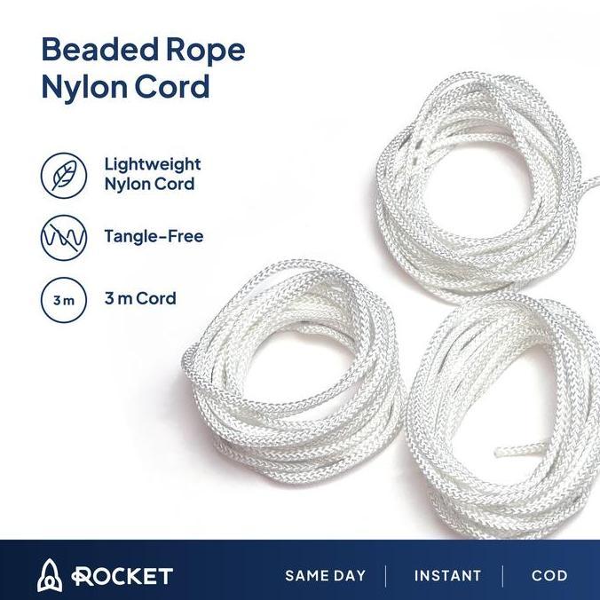 [ROCKET ROPE] CORD ONLY 3m 3 meter Beaded Jump Rope Short Handle Beads Jumprope Skipping Rope Lompat