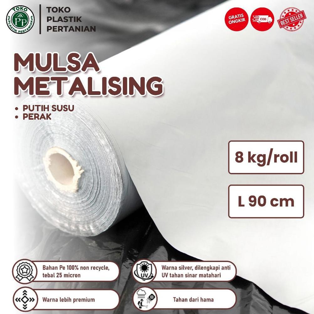 Plastik Mulsa Perak 1 Roll 8 KG Mulsa Grenjeng Lebar 90 cm