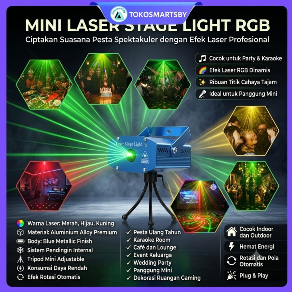 Mini Laser Stage Lighting / Lampu Disco Ruangan