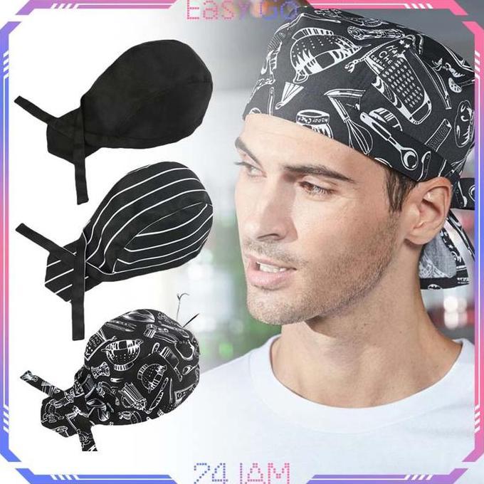 REGENLY Topi Koki Chef Topi Chef Wanita Pria Topi Koki Jepang Universal Topi Kitchen Hitam Adjustabl
