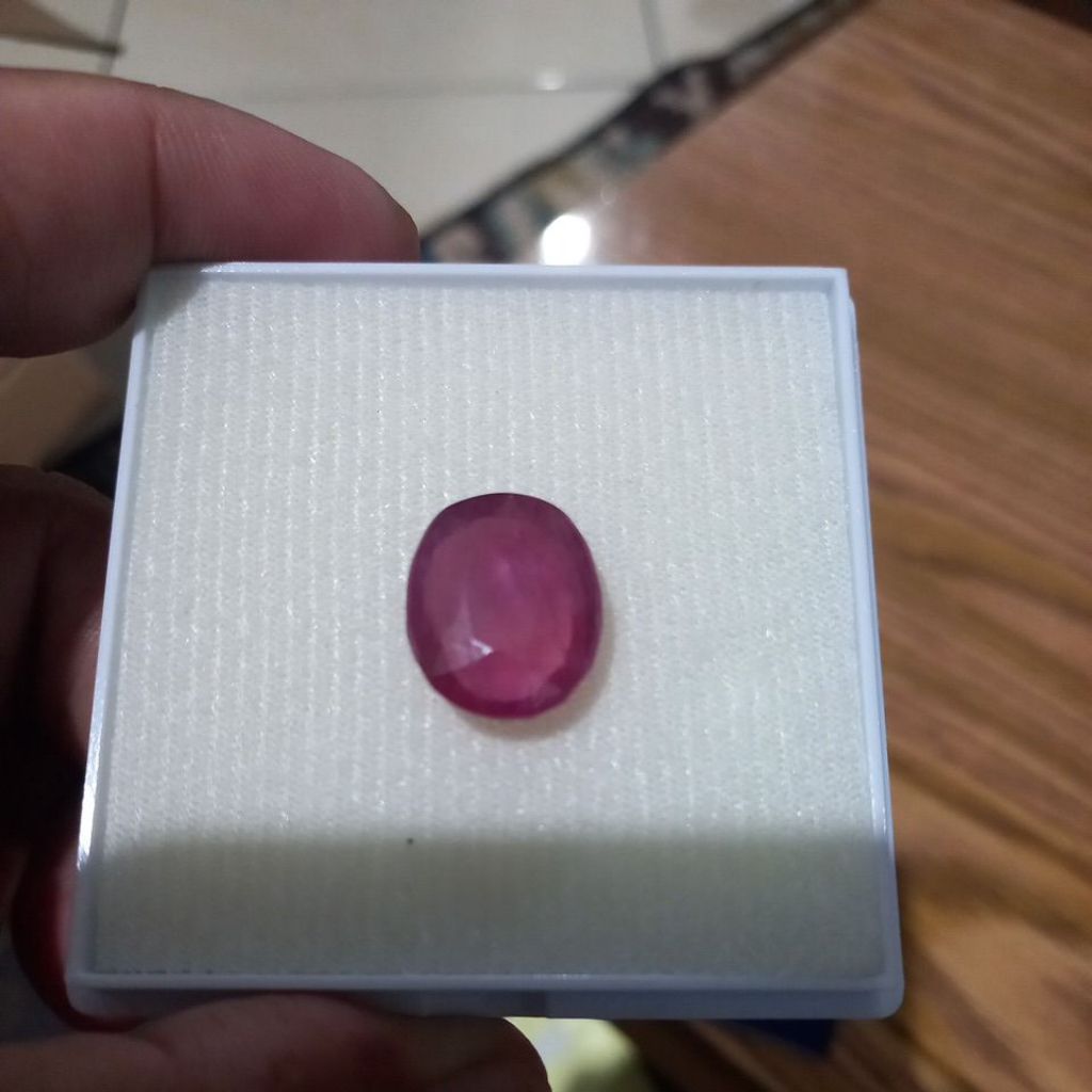 Natural Ruby pinkish Red  ID Card