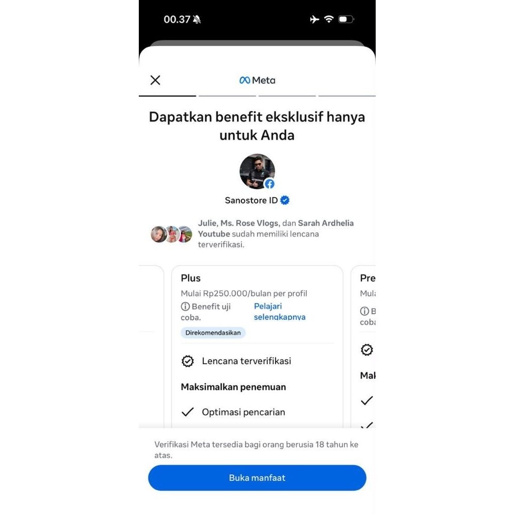 Akun Facebook Verified/Centang Biru