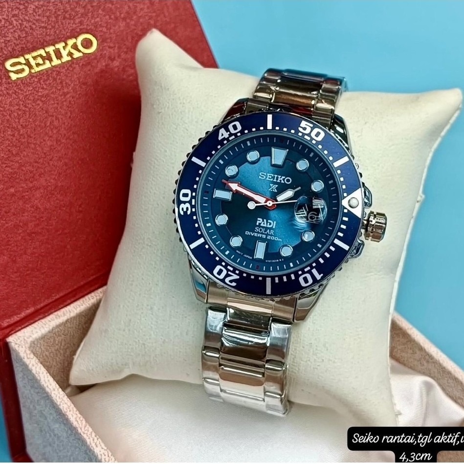 NEW SEIKO - Jam Tangan Pria Seiko Padi Solar [Baterai] Tanggal Aktif Tali Rantai Steinless Steel