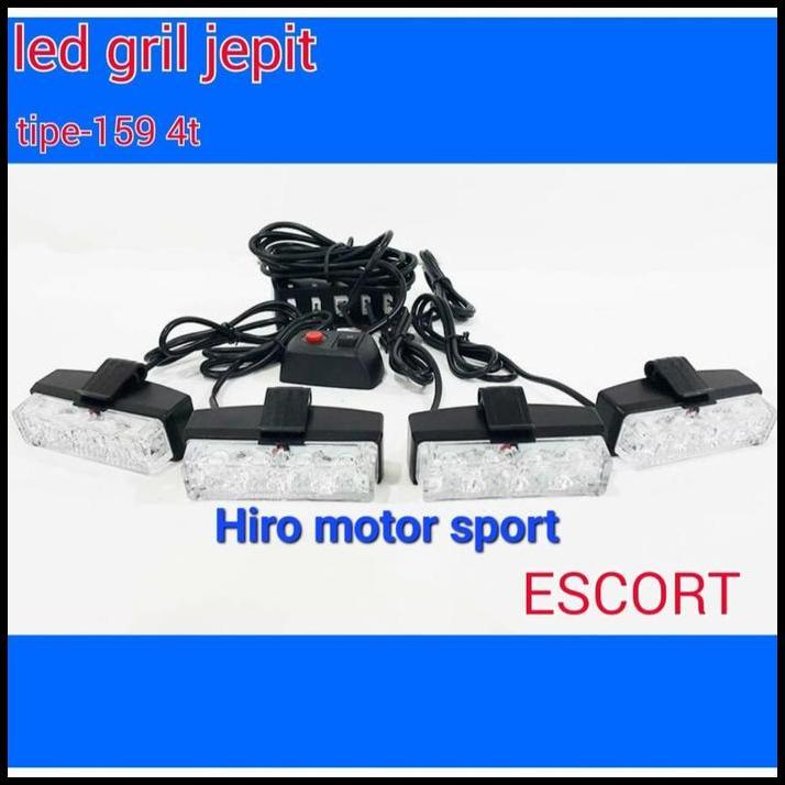 DISKON LAMPU STROBO GRILL LIGHT GRIL LED 4 MATA BIRU 