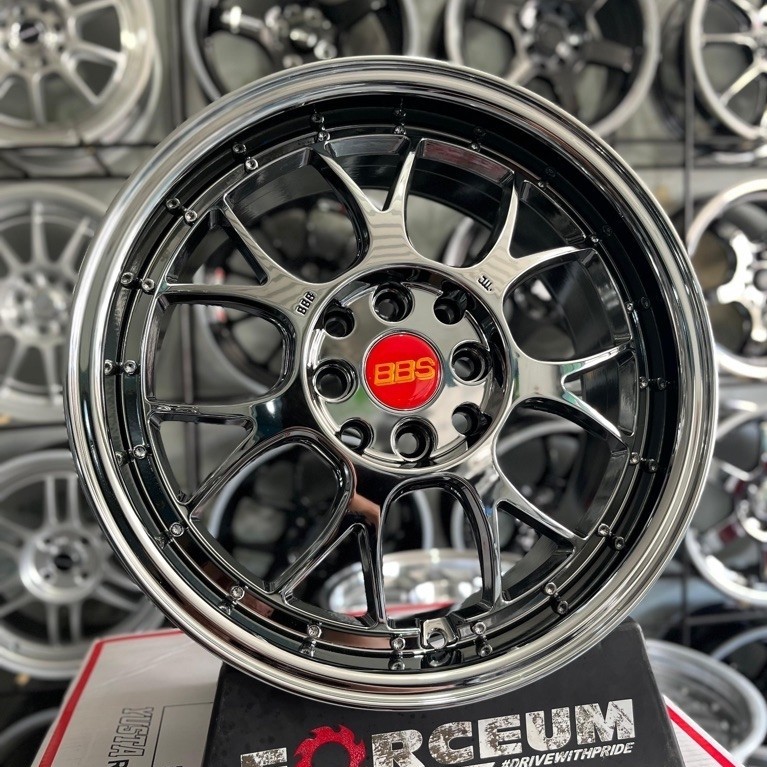 velg bbs lmr r16 black chrome pcd 4x100/114 kondisi baru