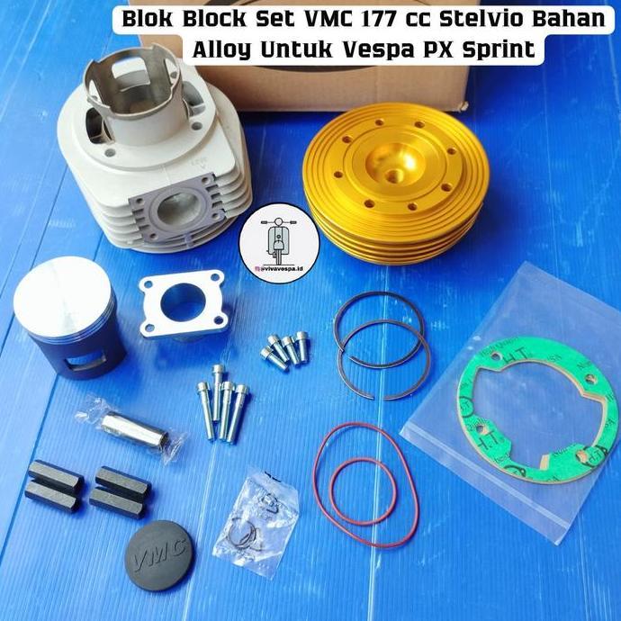 Blok Set VMC 177 cc Stelvio Bahan Alloy Untuk Vespa PX Sprint