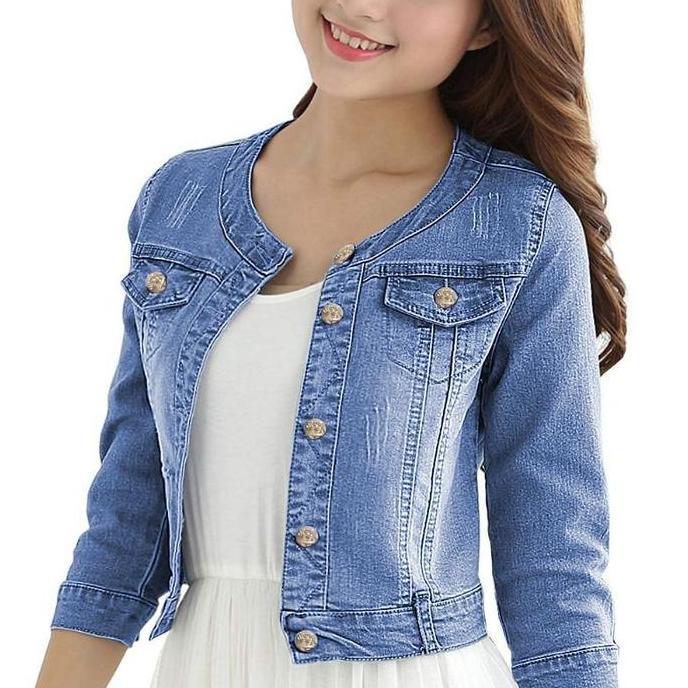 JAKET JEANS CROP LENGAN 7/8 PSD