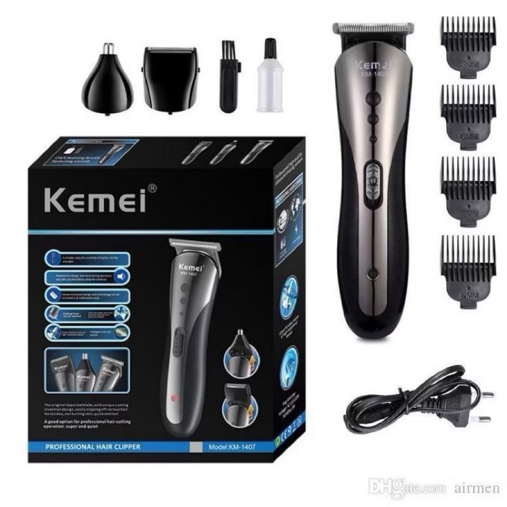 Kemei KM1407 Mesin Cukur Elektrik Pria - Desain Ergonomis, Pisau Tahan Lama, Baterai Isi Ulang