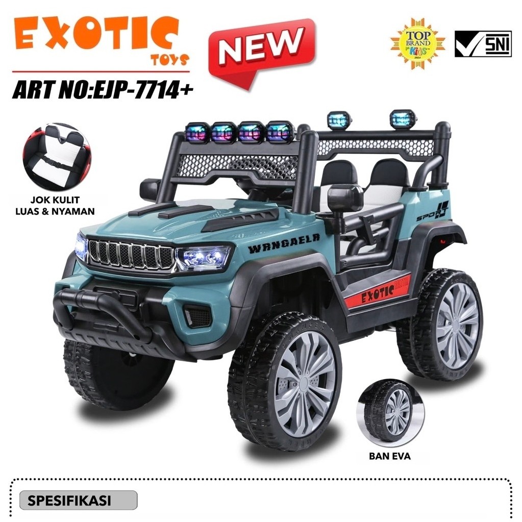 Mobil aki anak Jeep Exotic EJP 7714+ Ban karet Mobilan