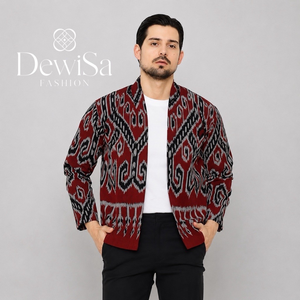 [TENUN ETNIK] Kimono Tenun Pria Baju Tenun Outer Pria Kemeja