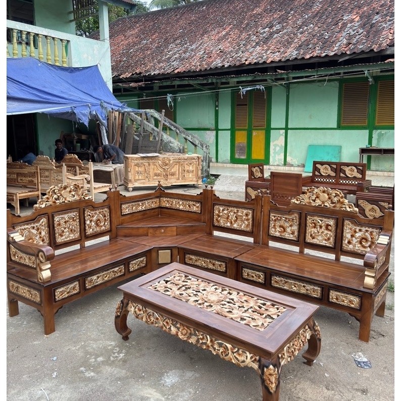 KURSI JATI JEPARA SUDUT MINIMALIS | KURSI JATI L MINIMALIS | KURSI JATI L MAHKOTA