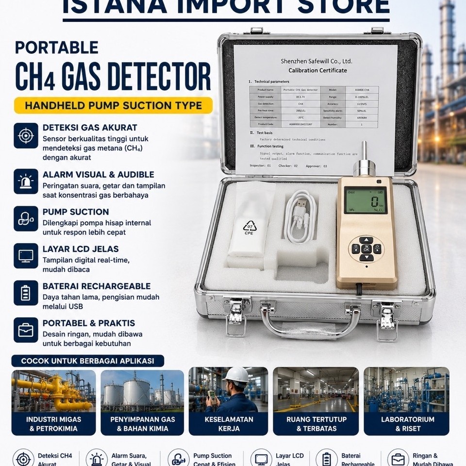 Portable CH4 Gas Detector Methane Gas Detector 0-100% LEL Portable Gas Leak Detector Pump Suction In