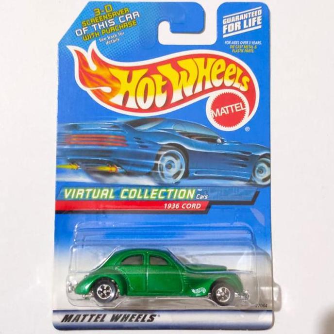 HOTWHEELS HOT WHEELS 1936 36 CORD HIJAU 2000 VIRTUAL COLLECTION BAN BLACK WALL BW FTS99