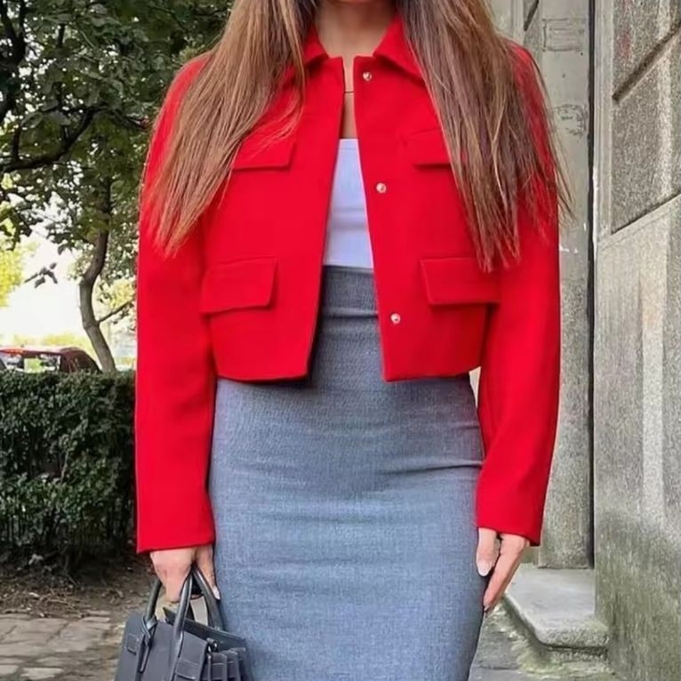 Jaket Wanita/Crop Wanita/Blazer Merah Wanita