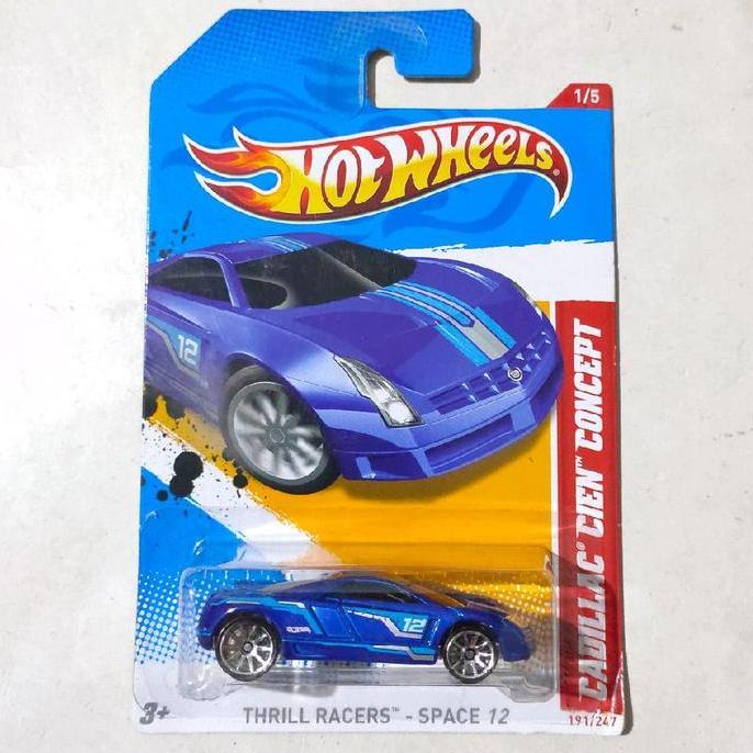 HOTWHEELS HOT WHEELS CADILLAC CIEN CONCEPT BIRU 2012 THRILL RACERS RARE FTS99