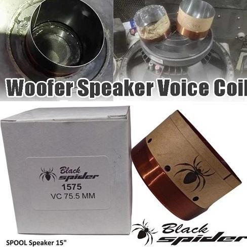 Spool Voice Coil Spul Speaker 15 Inch Spol Black Spider 1575 Vc 75.5 Mm 15" Inch Blackspider Origina